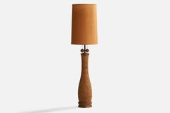Amerikanische Designerin, große Stehlampe, Kork, Messing, Stoff, USA, 1950er Jahre