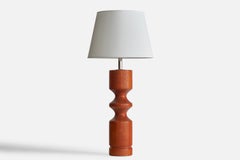 American Designer, Large Table Lamp, Oak, Metal, USA, 1950s