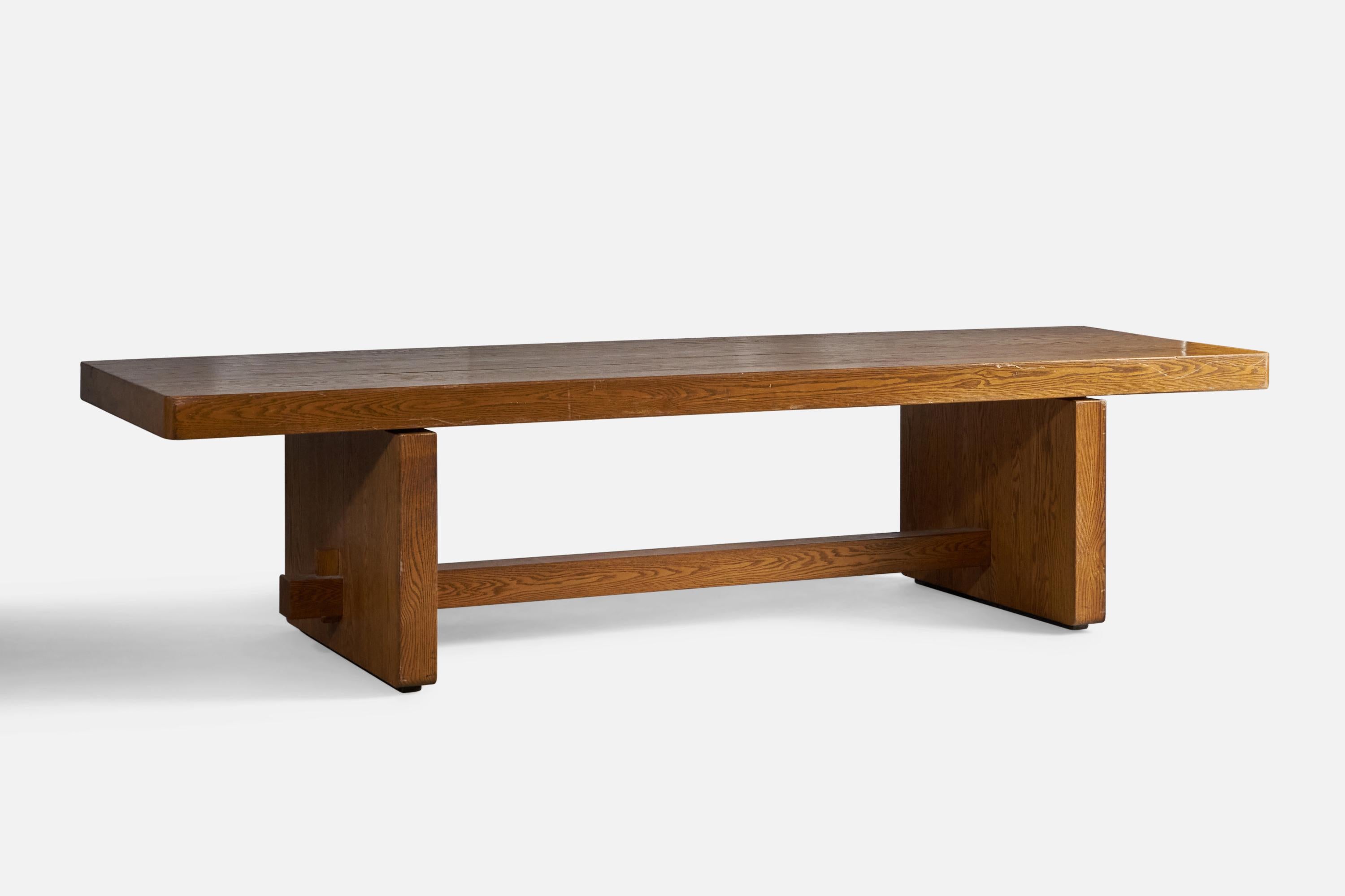American Designer, Large Table, Oak, USA, 1950s For Sale 1