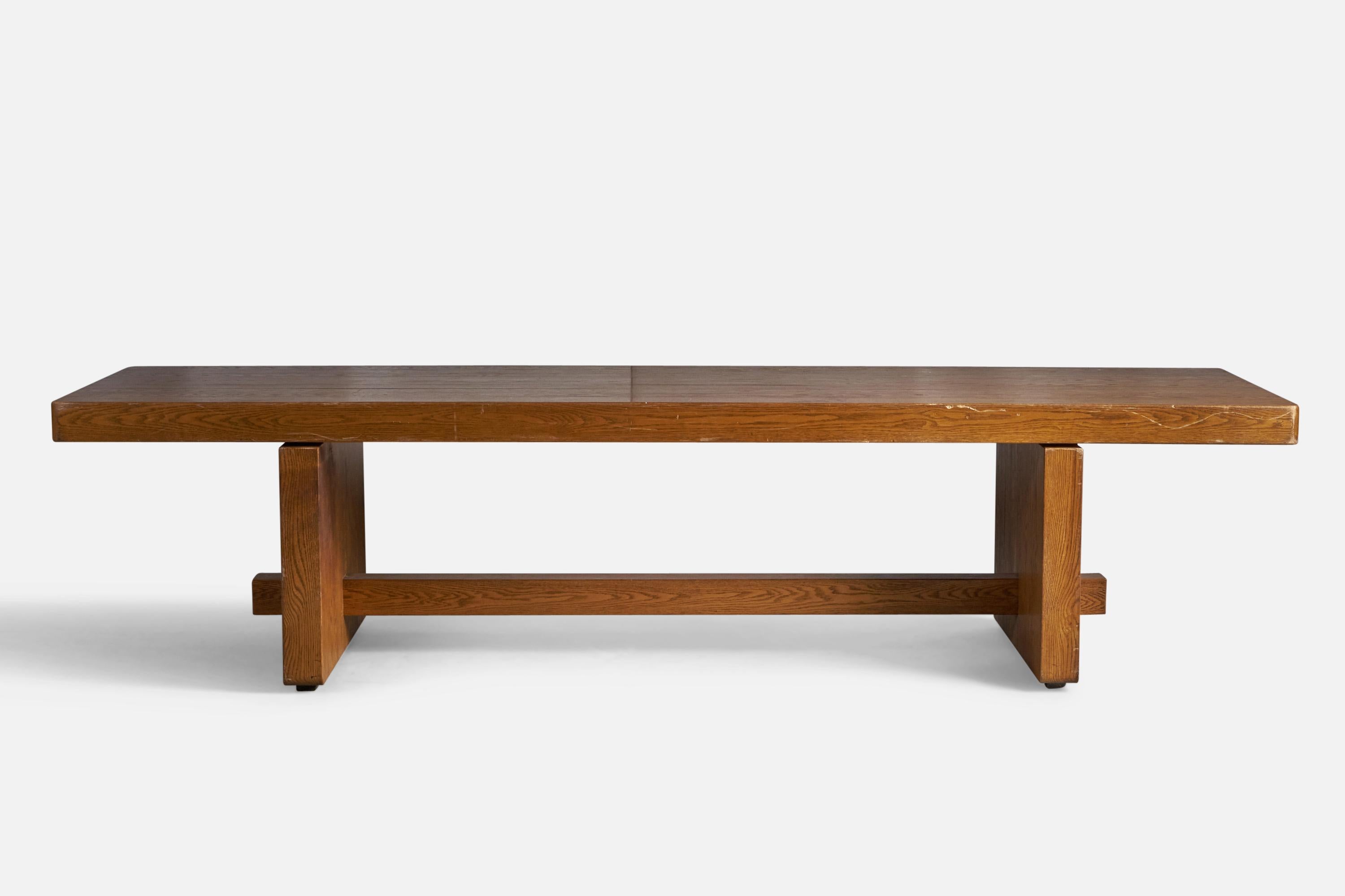 Chêne Designer américain, grande table, Oak, États-Unis, années 1950