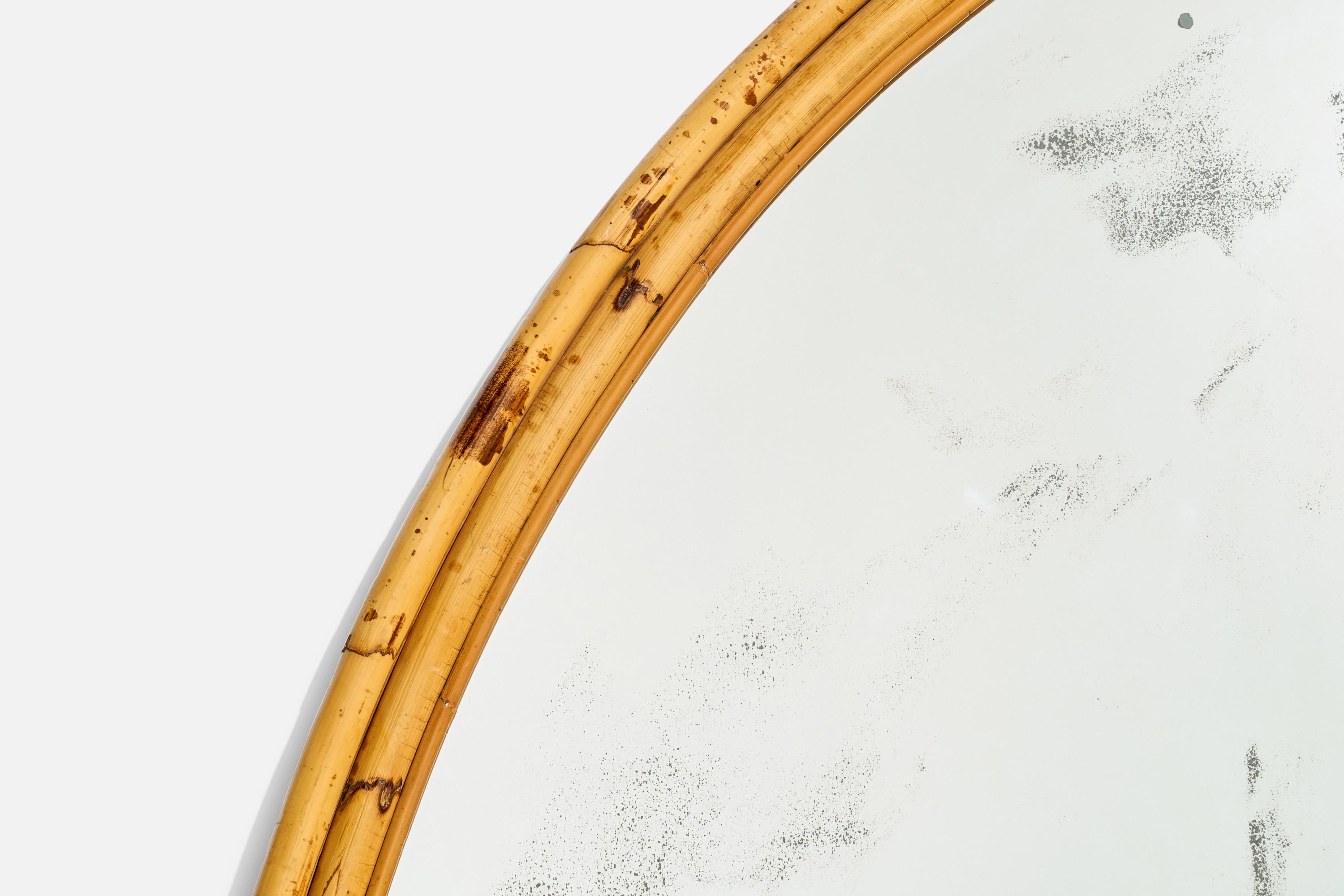 Designer américain, grands miroirs muraux, bambou, rotin, États-Unis, années 1950 en vente 3