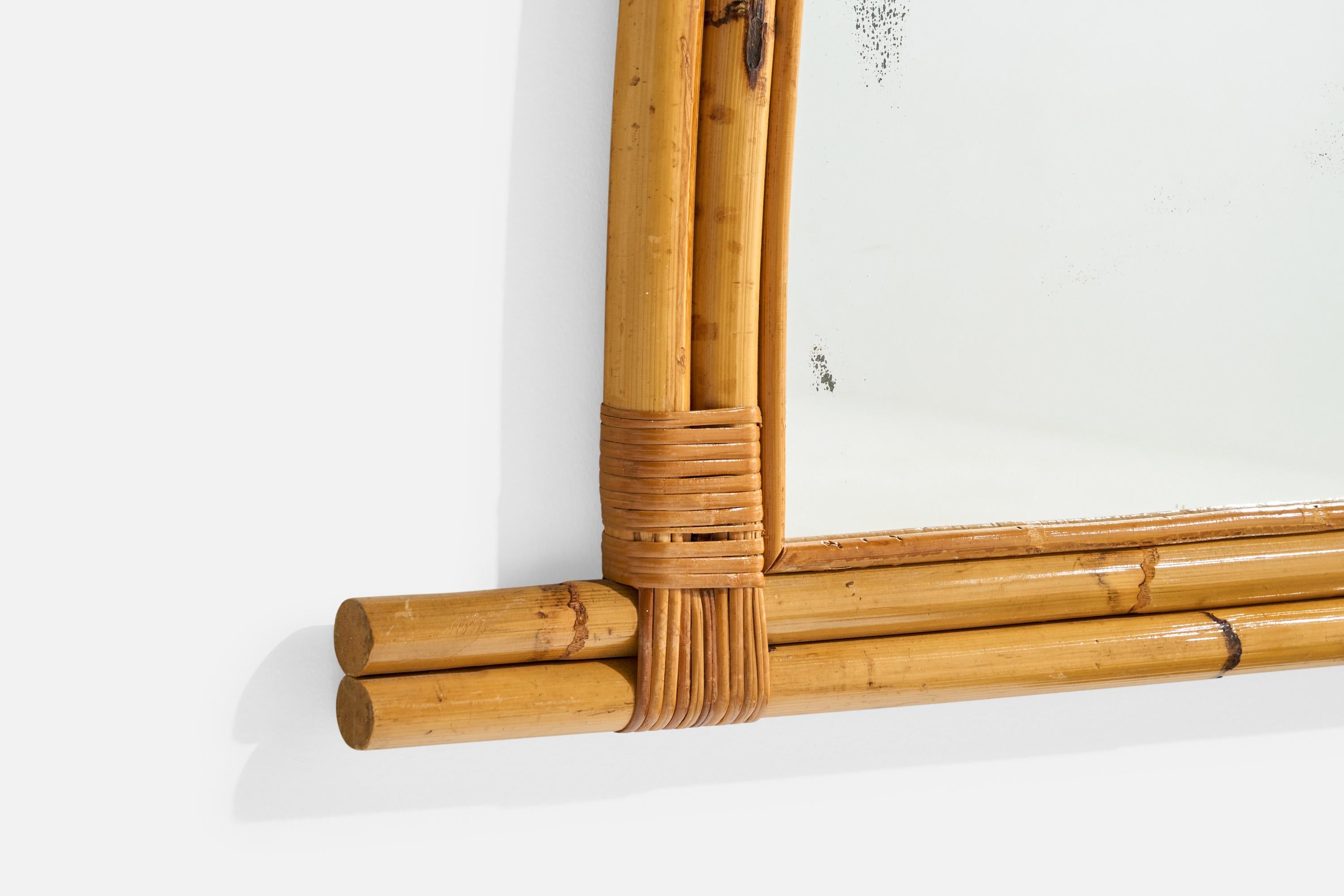 Designer américain, grands miroirs muraux, bambou, rotin, États-Unis, années 1950 en vente 4