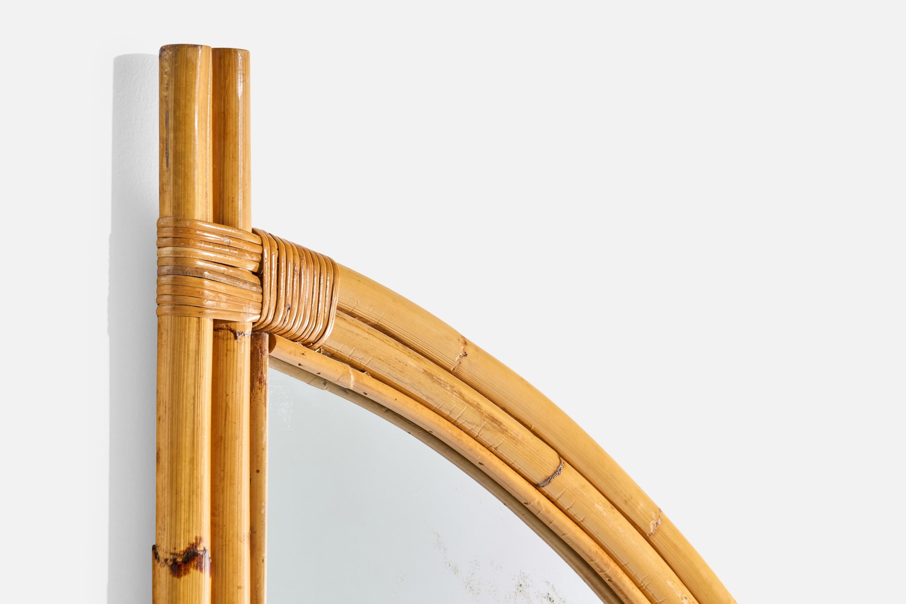 Designer américain, grands miroirs muraux, bambou, rotin, États-Unis, années 1950 en vente 7