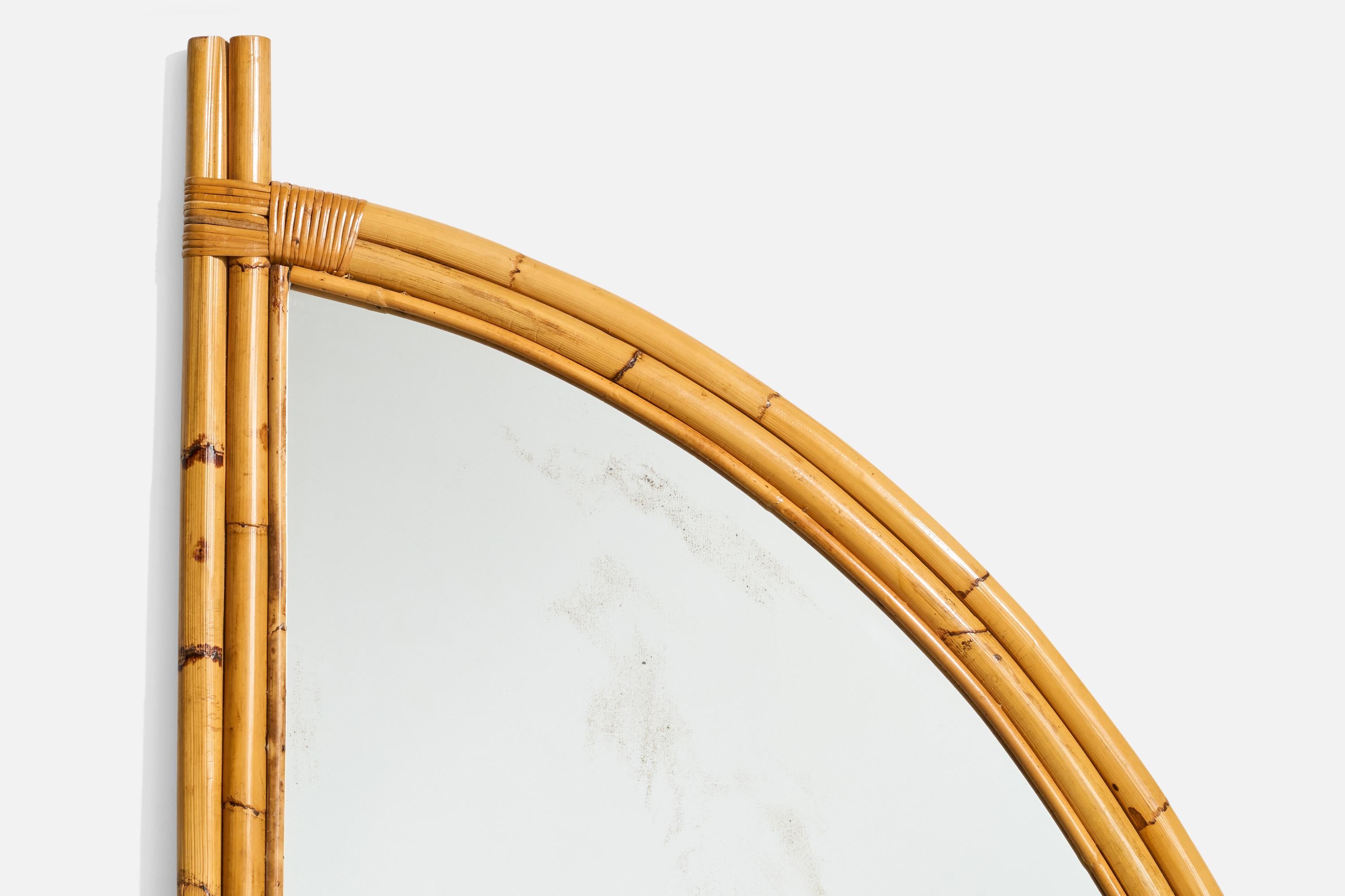 Designer américain, grands miroirs muraux, bambou, rotin, États-Unis, années 1950 en vente 8