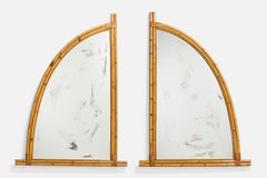 American Designer, Large Wall Mirrors, Bamboo, Rattan, USA, 1950s