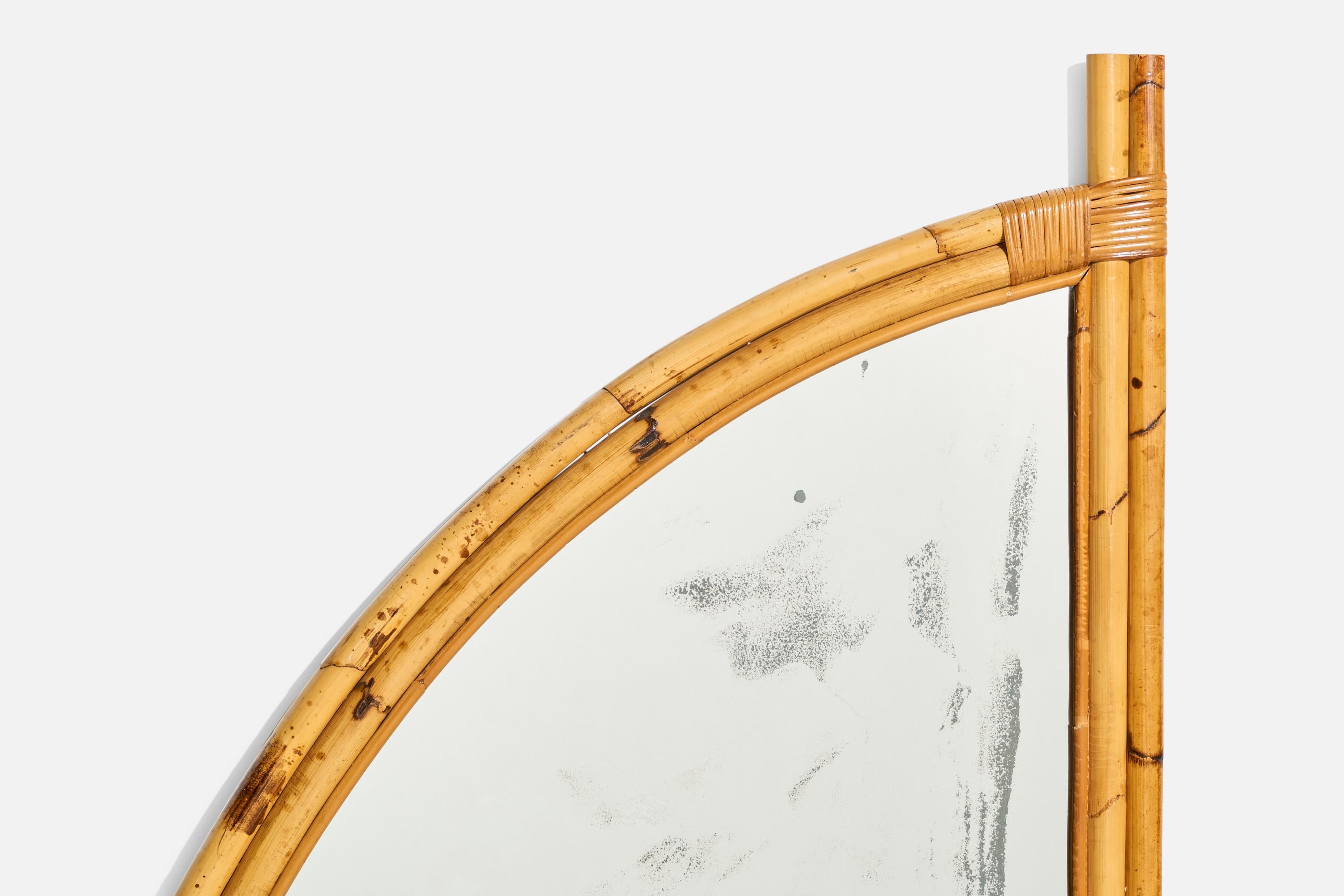 Designer américain, grands miroirs muraux, bambou, rotin, États-Unis, années 1950 en vente 1