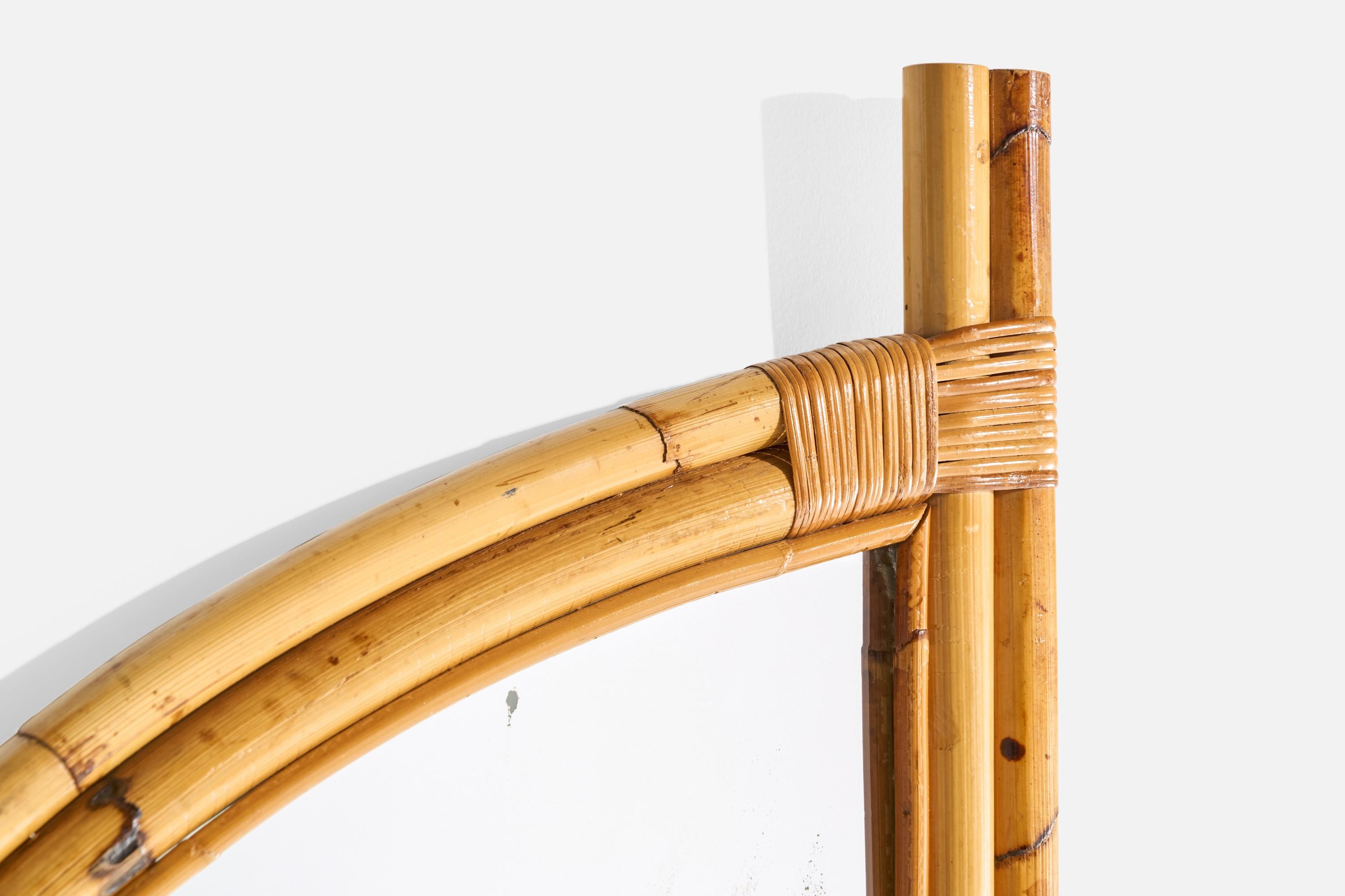Designer américain, grands miroirs muraux, bambou, rotin, États-Unis, années 1950 en vente 2