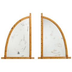 American Designer, Large Wall Mirrors, Bamboo, Rattan, USA, 1950s