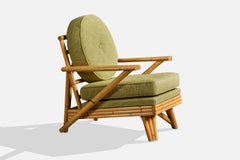 American Designer, Lounge Chair, Bamboo, Fabric, USA, 1960s