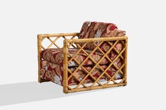Designer americano, sedia da salotto, bambù, rattan, tessuto, USA, anni '1960