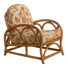 American Designer, Lounge Chair, Bamboo, Rattan, Fabric, USA, 1960s