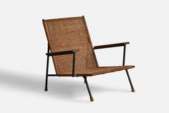 American Designer, Lounge Chair, Cane, Wood, Metal, USA, 1950s
