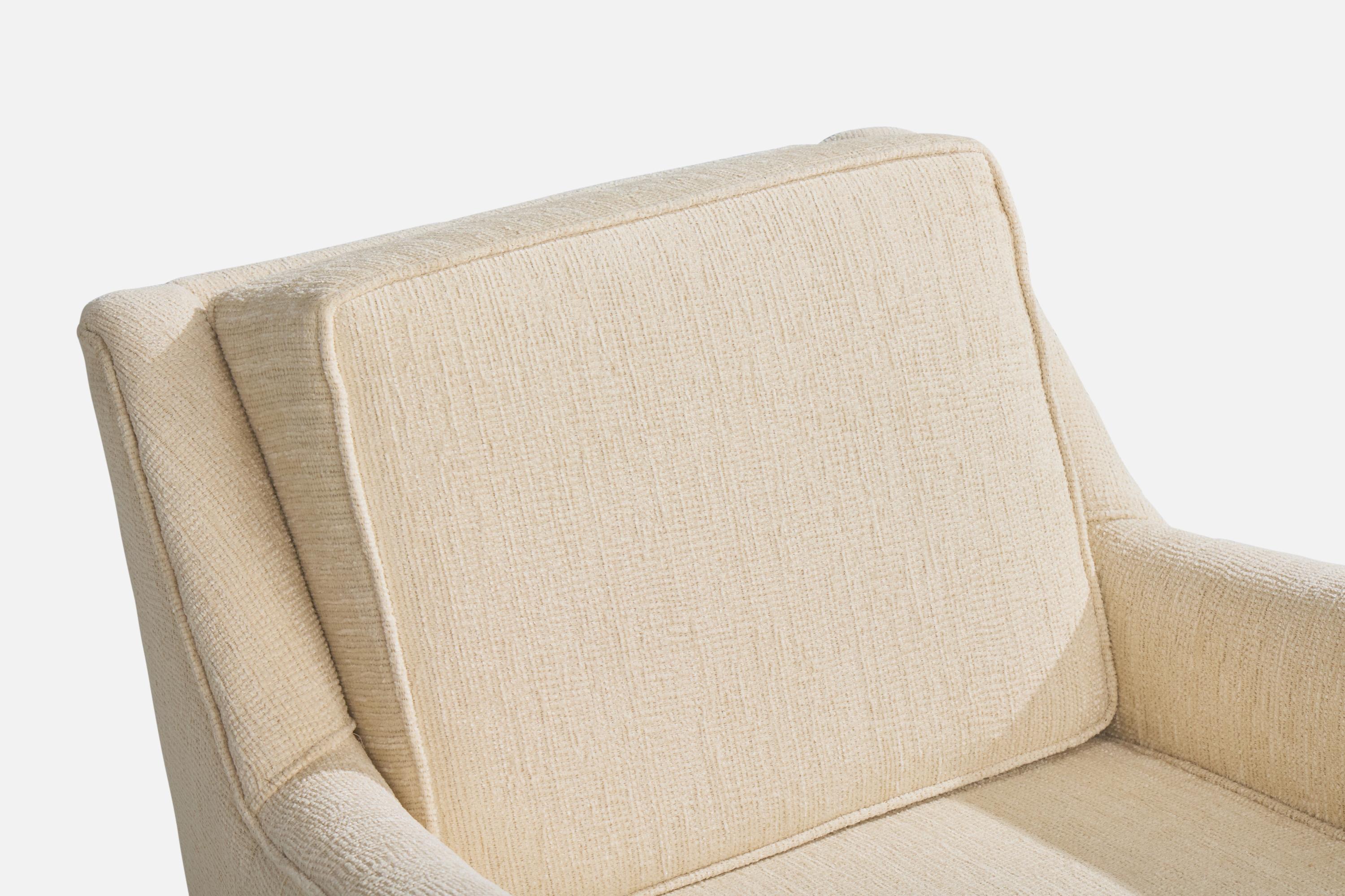American Designer, Lounge Chair, Fabric, Oak, USA, 1950s For Sale 5