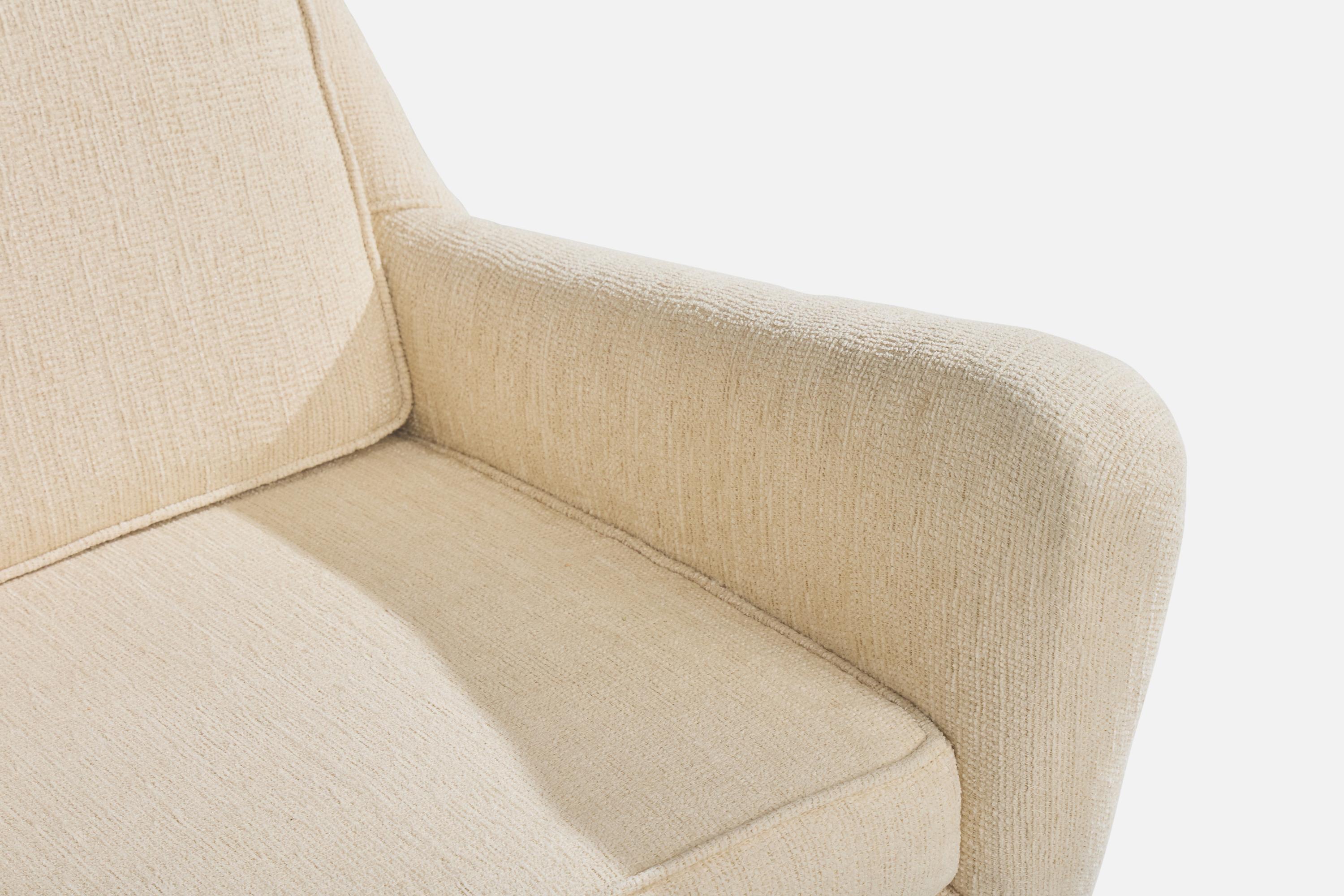 American Designer, Lounge Chair, Fabric, Oak, USA, 1950s For Sale 6