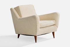 Designer américain, chaise longue, tissu, Oak Oak, États-Unis, années 1950