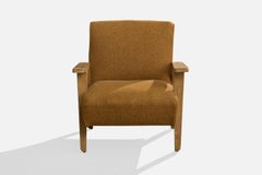 American Designer, Lounge Chair, Fabric, Oak, USA, 1950s