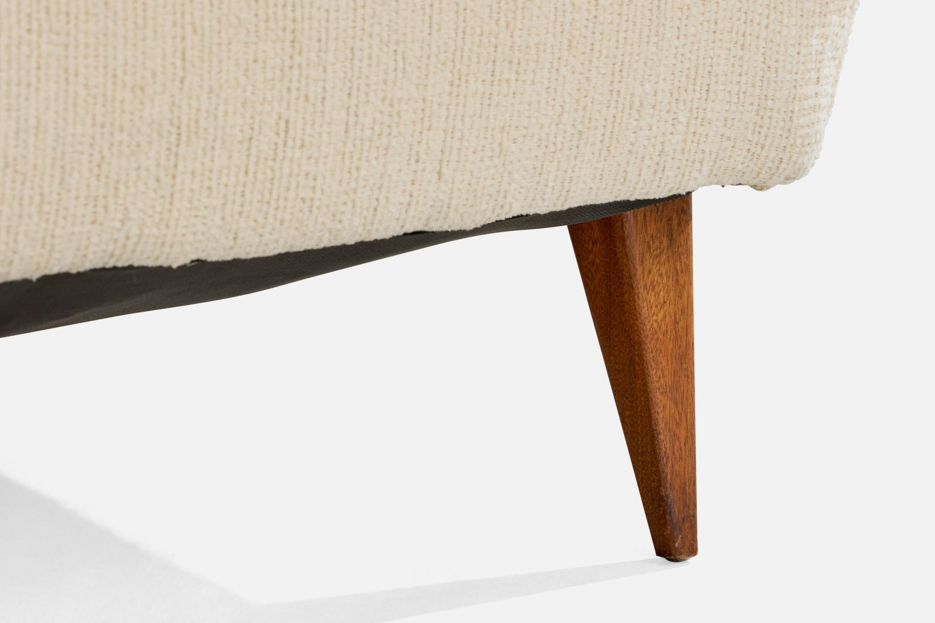 Mid-20th Century American Designer, Lounge Chair, Fabric, Oak, USA, 1950s For Sale