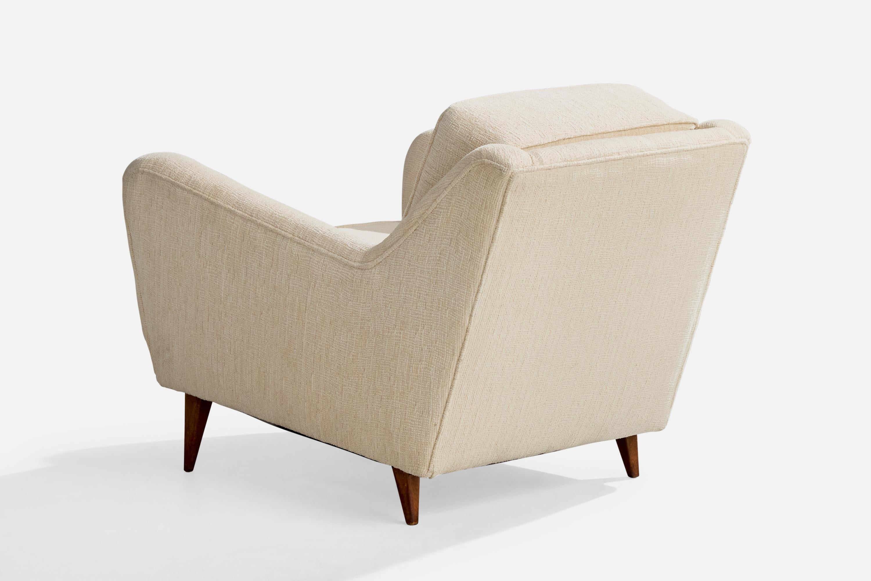 American Designer, Lounge Chair, Fabric, Oak, USA, 1950s For Sale 2