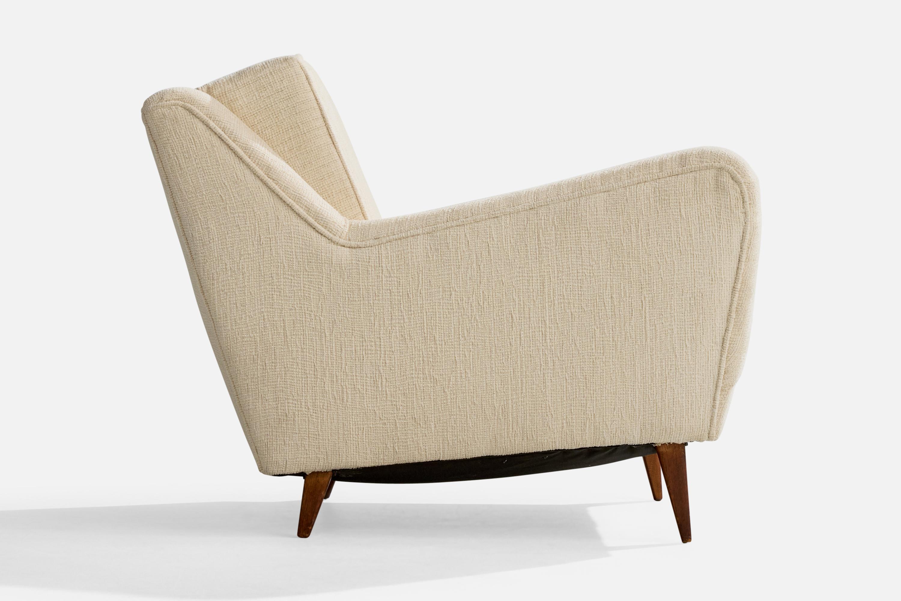 American Designer, Lounge Chair, Fabric, Oak, USA, 1950s For Sale 3