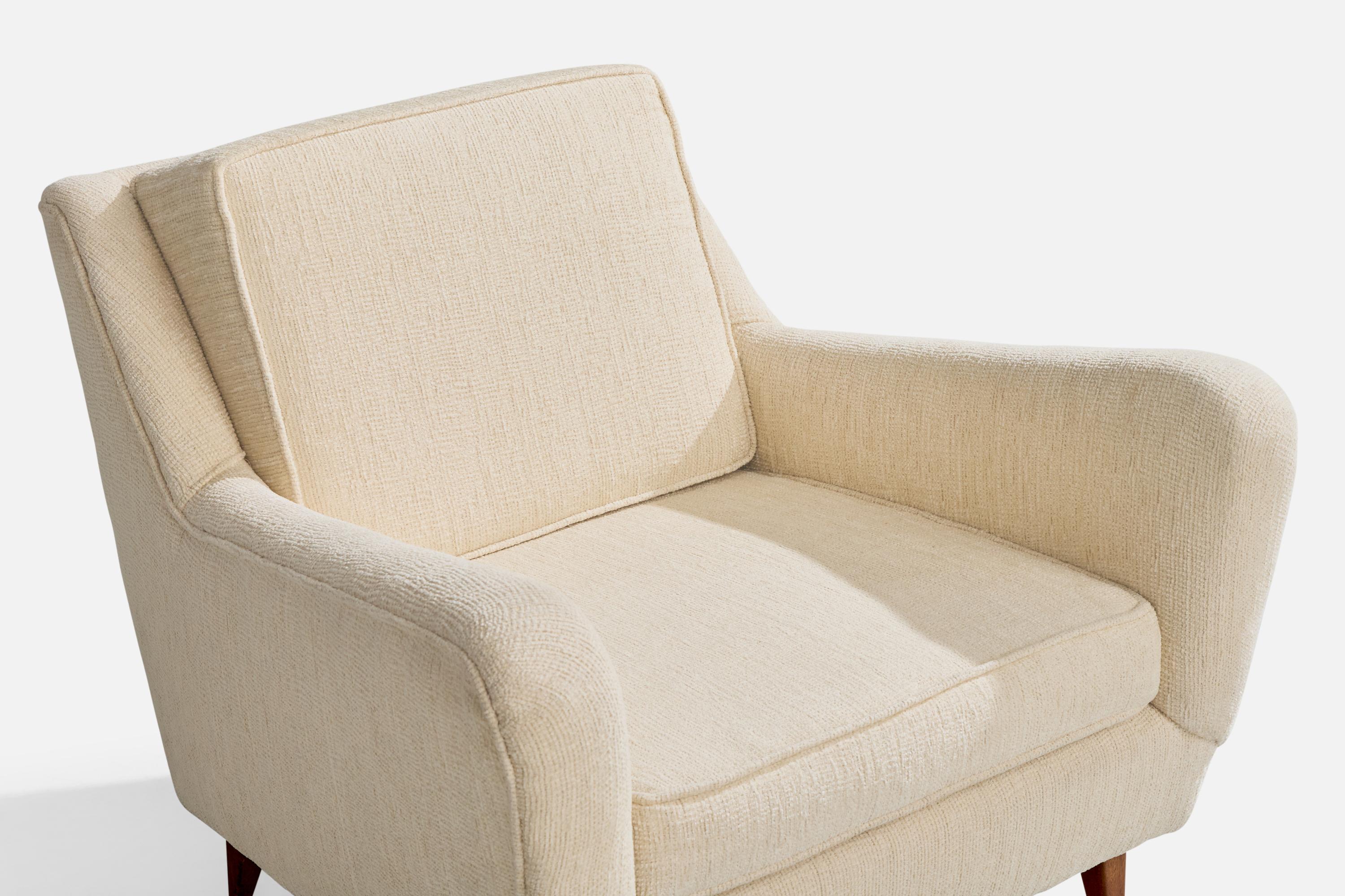 American Designer, Lounge Chair, Fabric, Oak, USA, 1950s For Sale 4