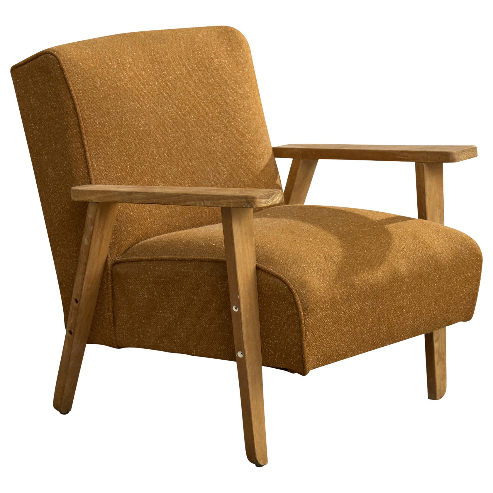 American Designer, Lounge Chair, Fabric, Oak, USA, 1950s