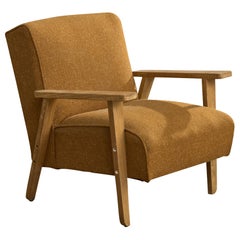 American Designer, Lounge Chair, Fabric, Oak, USA, 1950s