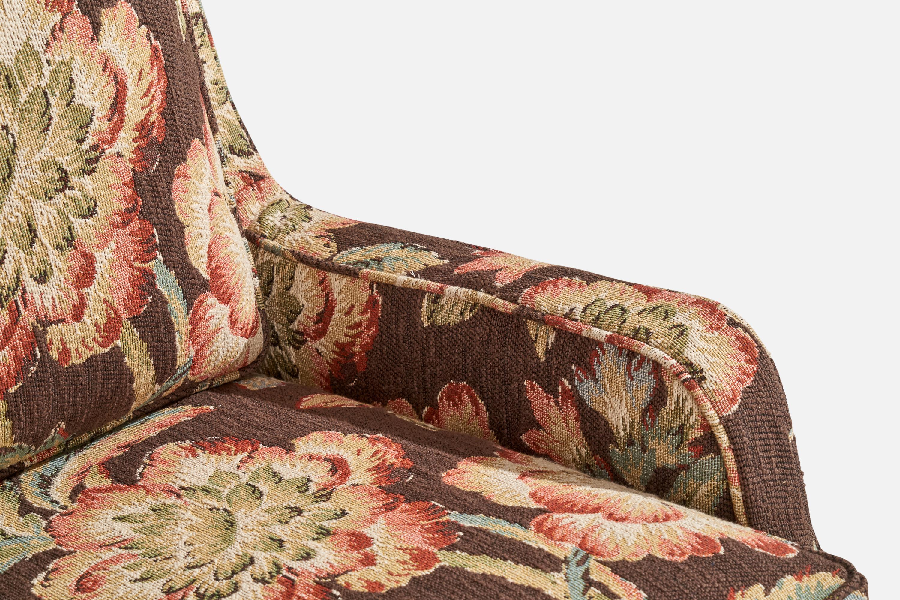 Designer américain, chaise longue, tissu, noyer, États-Unis, années 1950 en vente 3