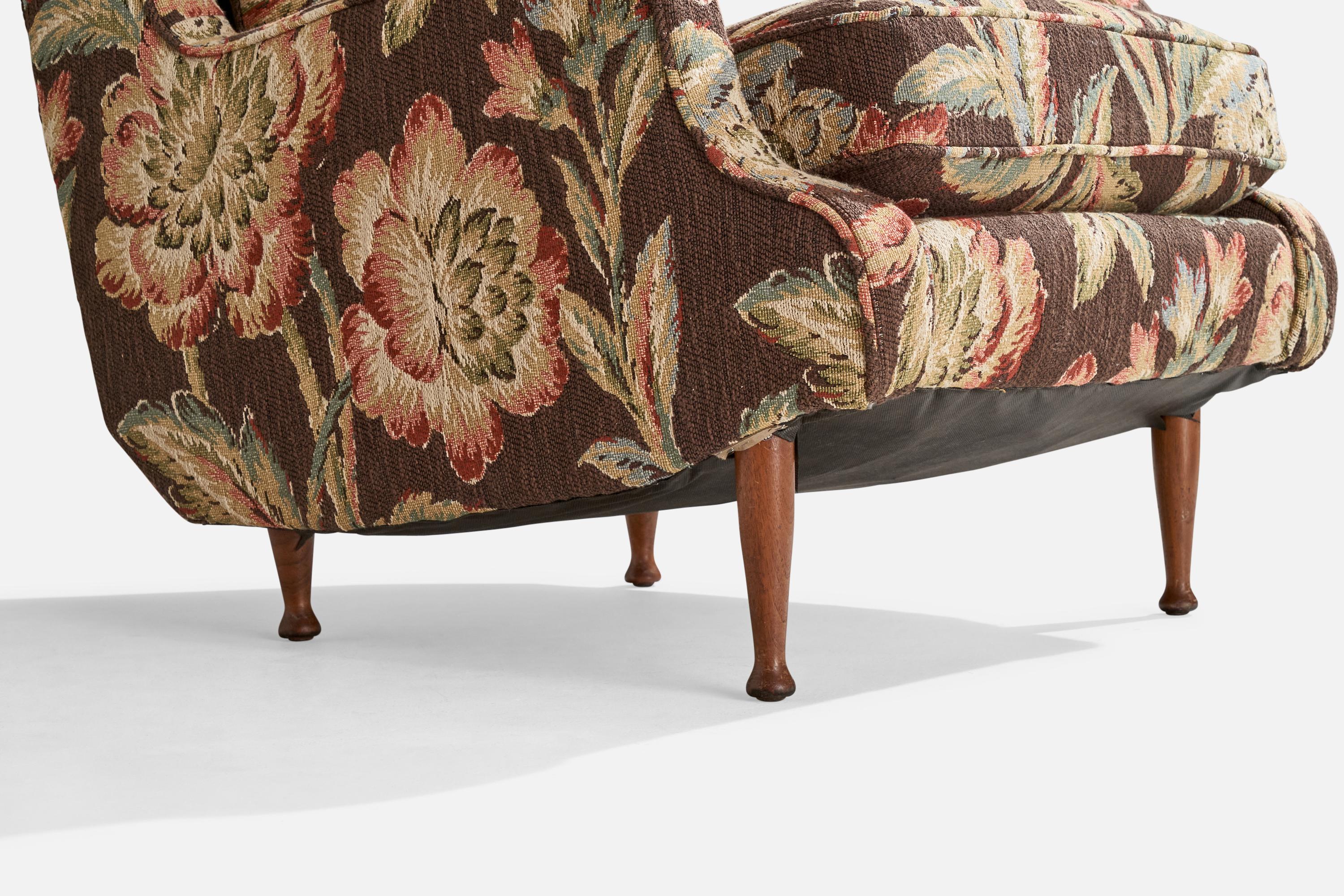 Designer américain, chaise longue, tissu, noyer, États-Unis, années 1950 en vente 4
