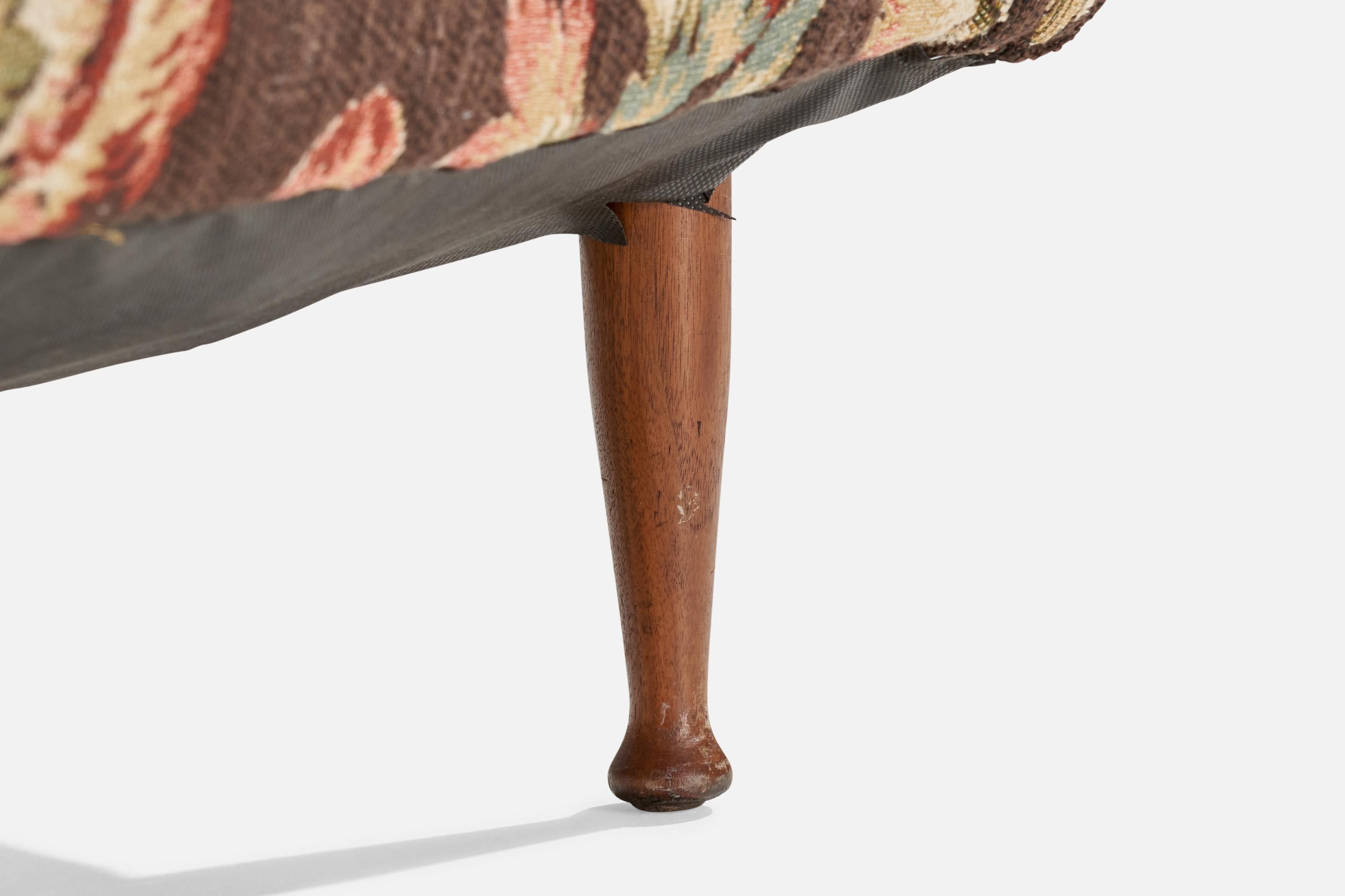 Mid-Century Modern Designer américain, chaise longue, tissu, noyer, États-Unis, années 1950 en vente