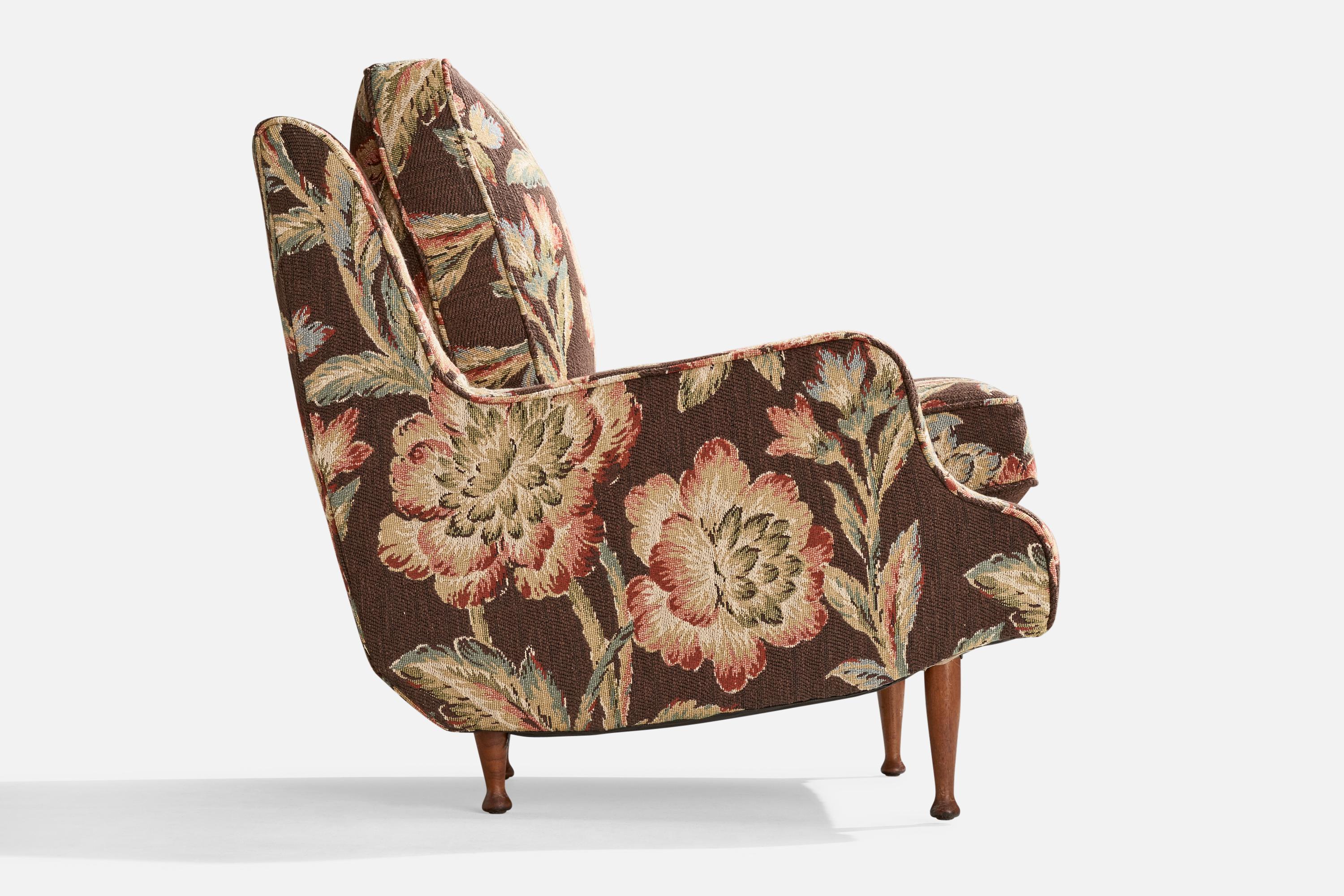 Tissu Designer américain, chaise longue, tissu, noyer, États-Unis, années 1950 en vente
