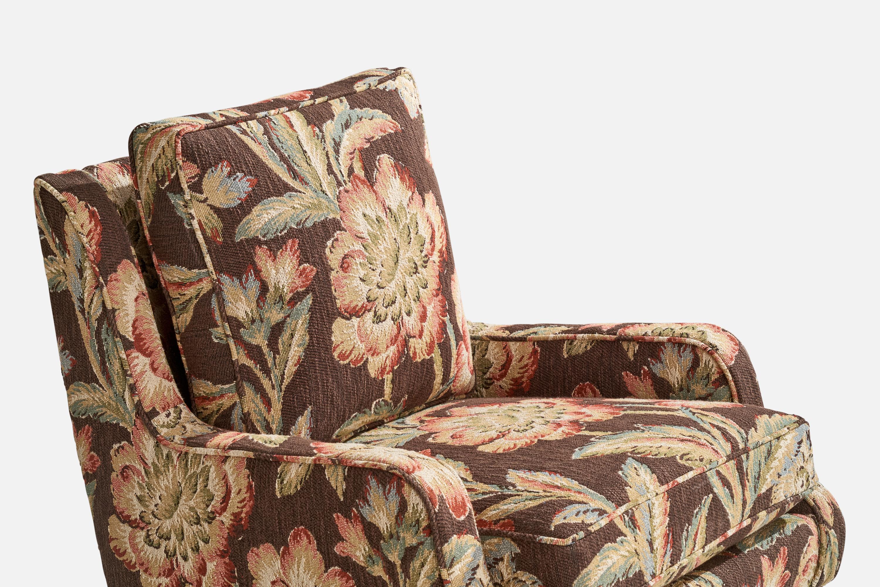 Designer américain, chaise longue, tissu, noyer, États-Unis, années 1950 en vente 1