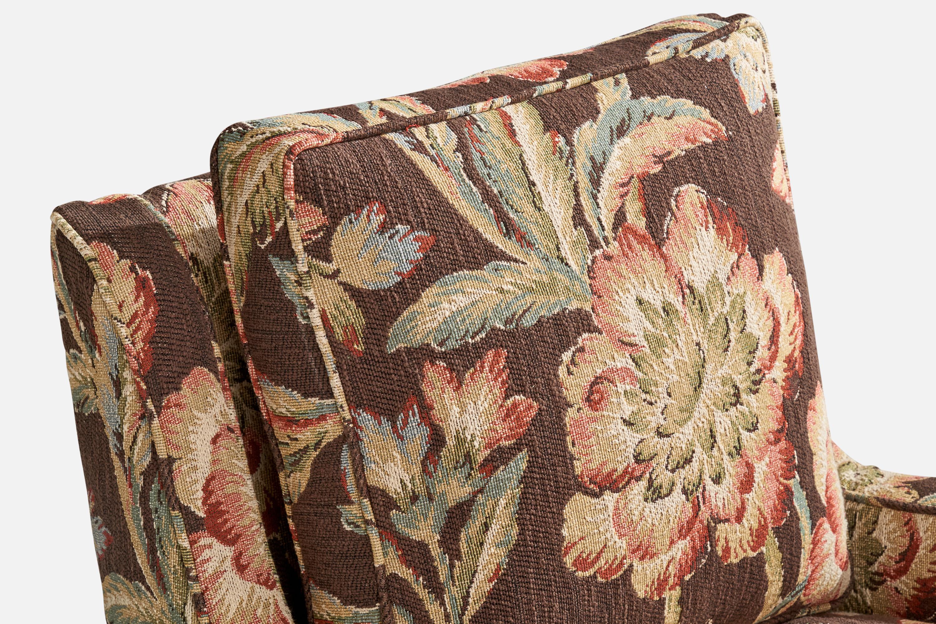 Designer américain, chaise longue, tissu, noyer, États-Unis, années 1950 en vente 2
