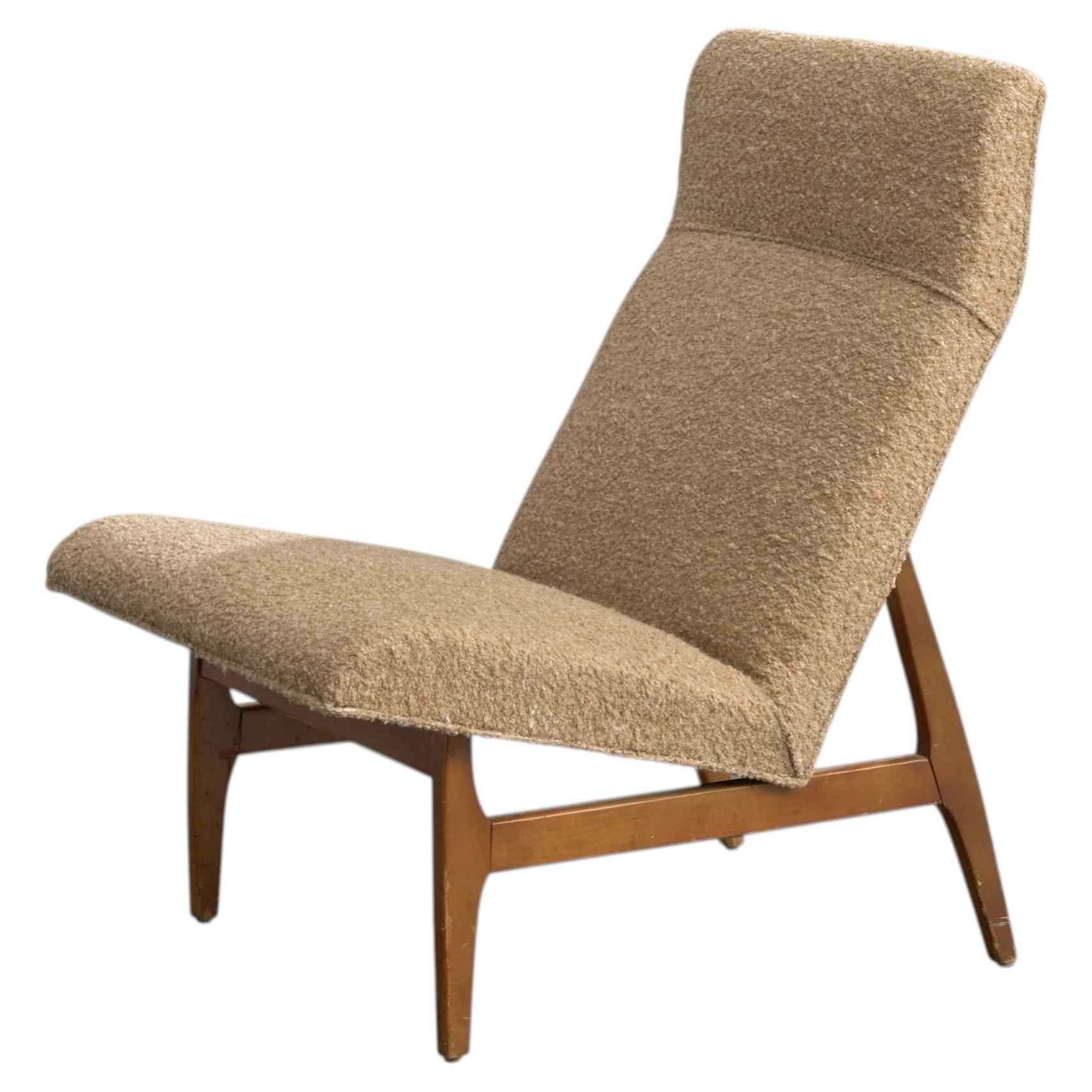 American Designer, Lounge Chair, Fabric, Wood, USA, 1950s