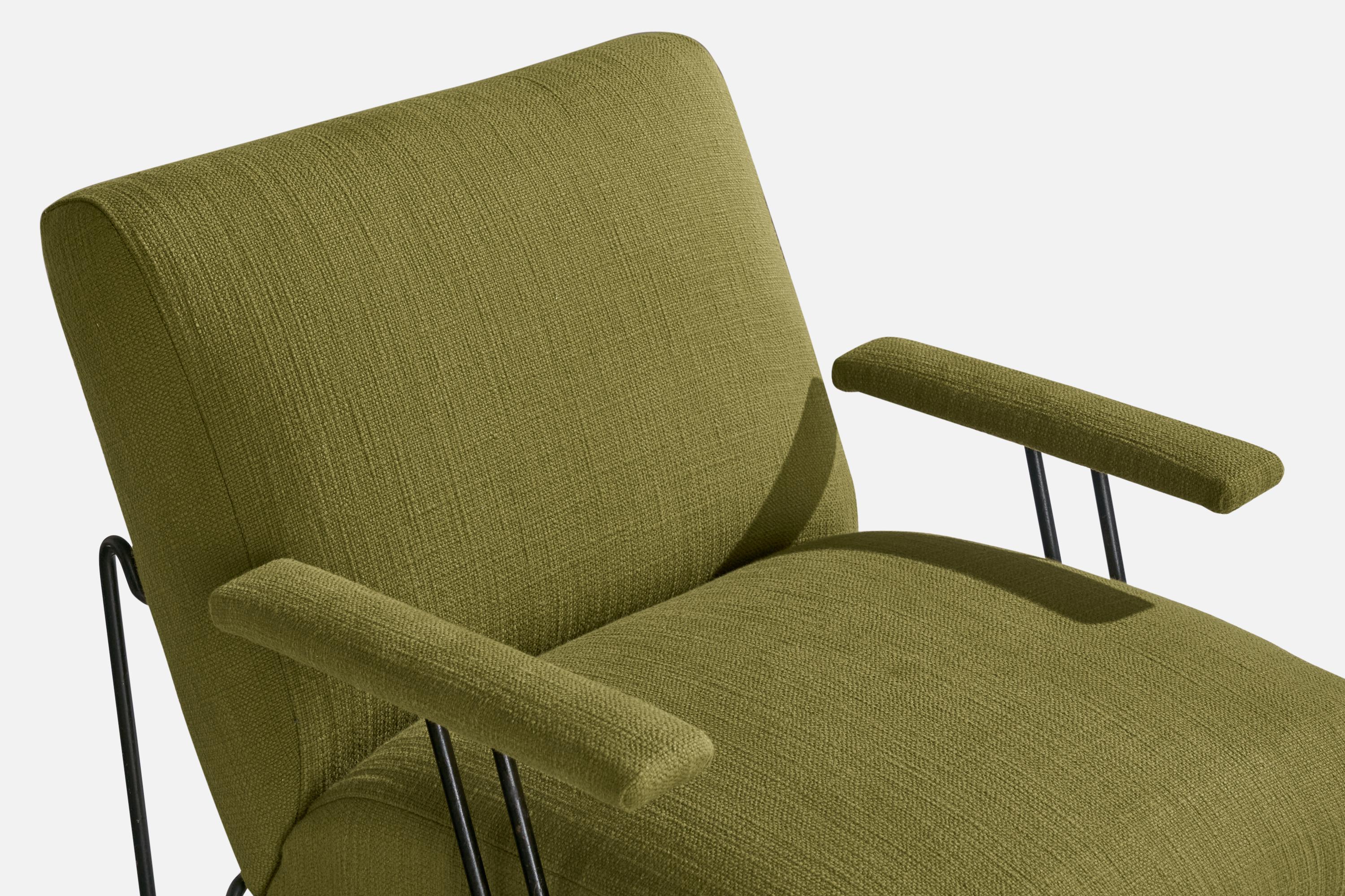 Designer américain, chaise longue, fer, tissu, États-Unis, années 1950 en vente 3