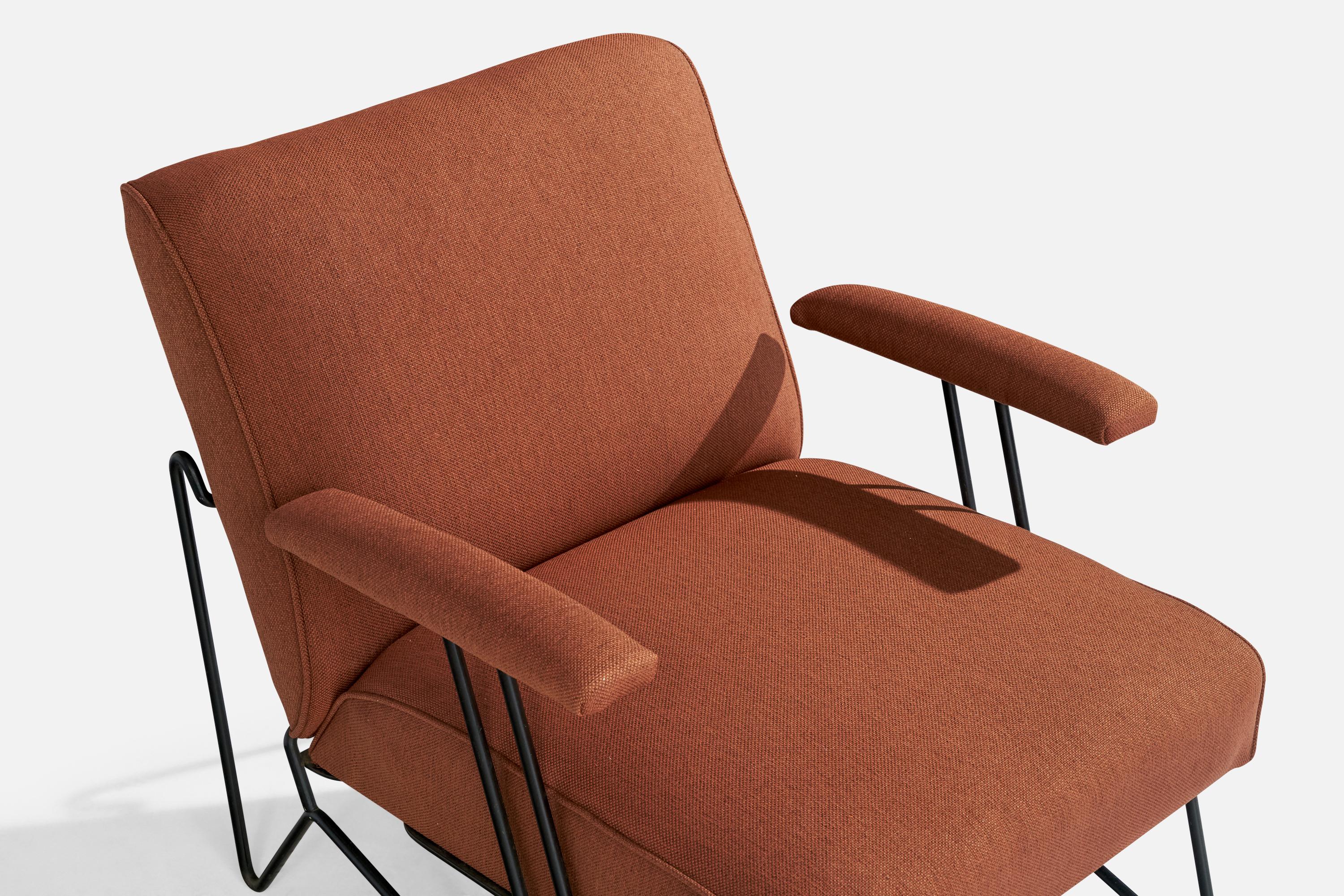American Designer, Lounge Chair, Iron, Fabric, USA, 1950s For Sale 5