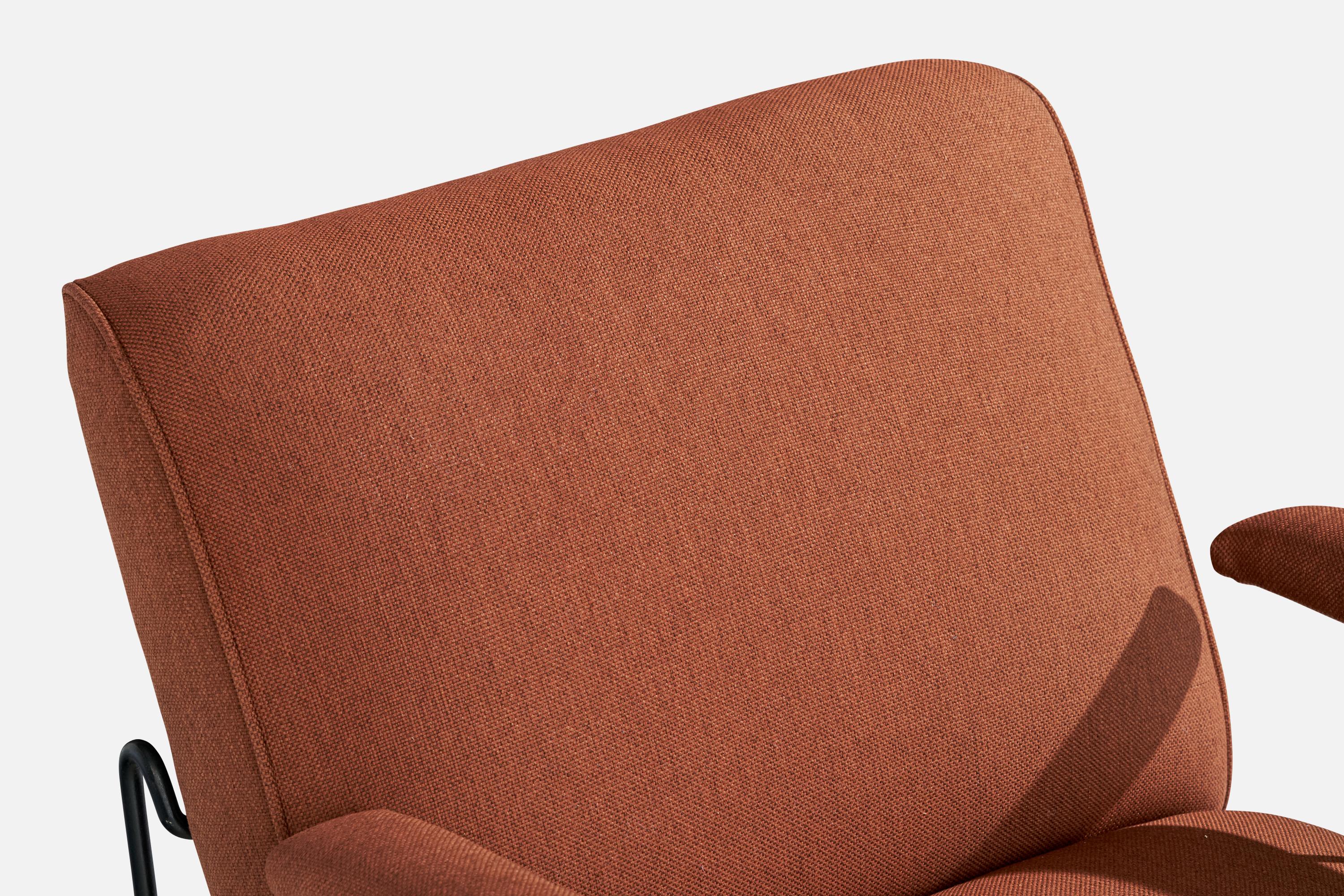 American Designer, Lounge Chair, Iron, Fabric, USA, 1950s For Sale 6