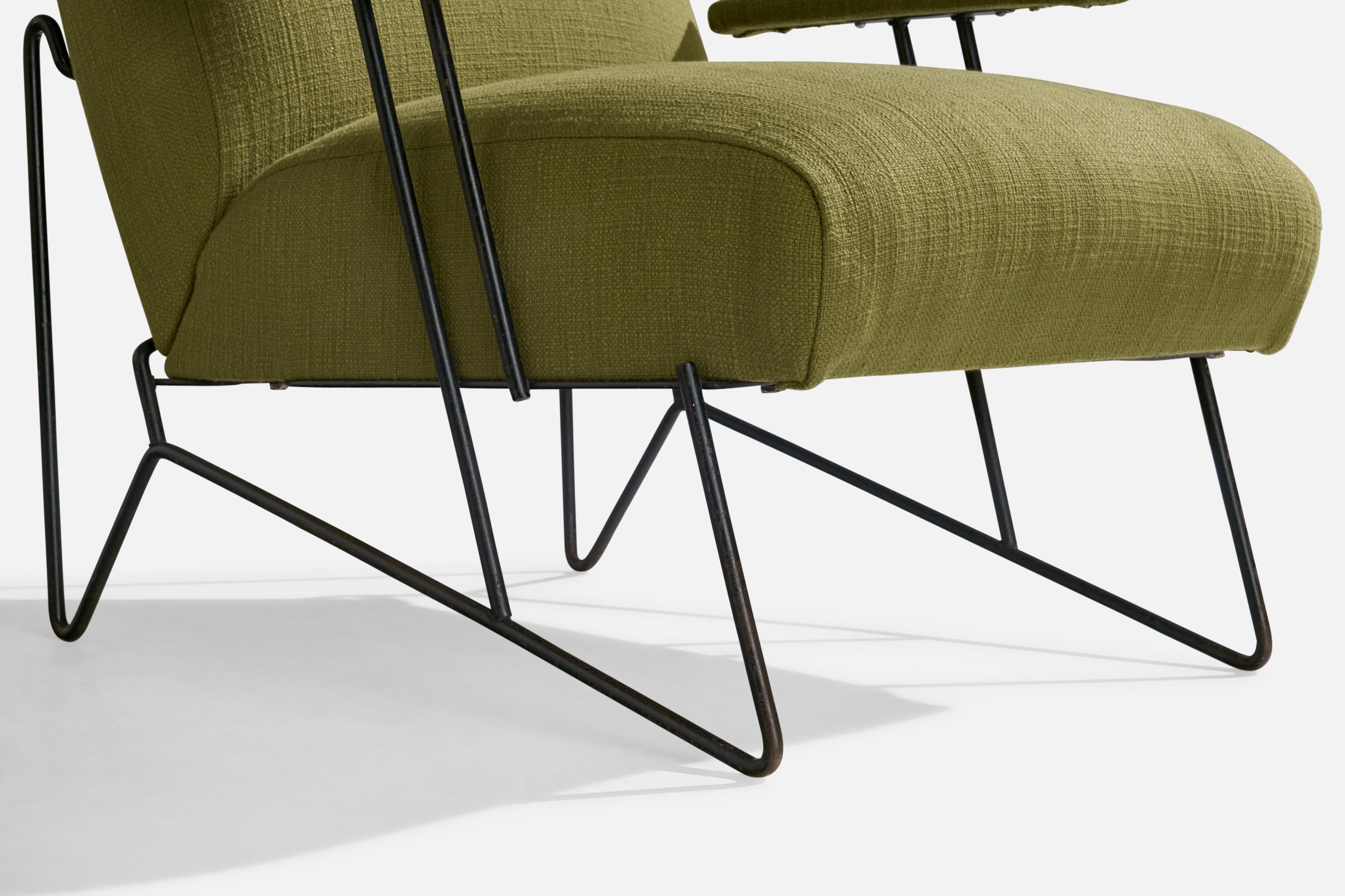 Designer américain, chaise longue, fer, tissu, États-Unis, années 1950 en vente 6