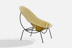 American Designer, Lounge Chair, Iron, Fabric, USA, 1950s
