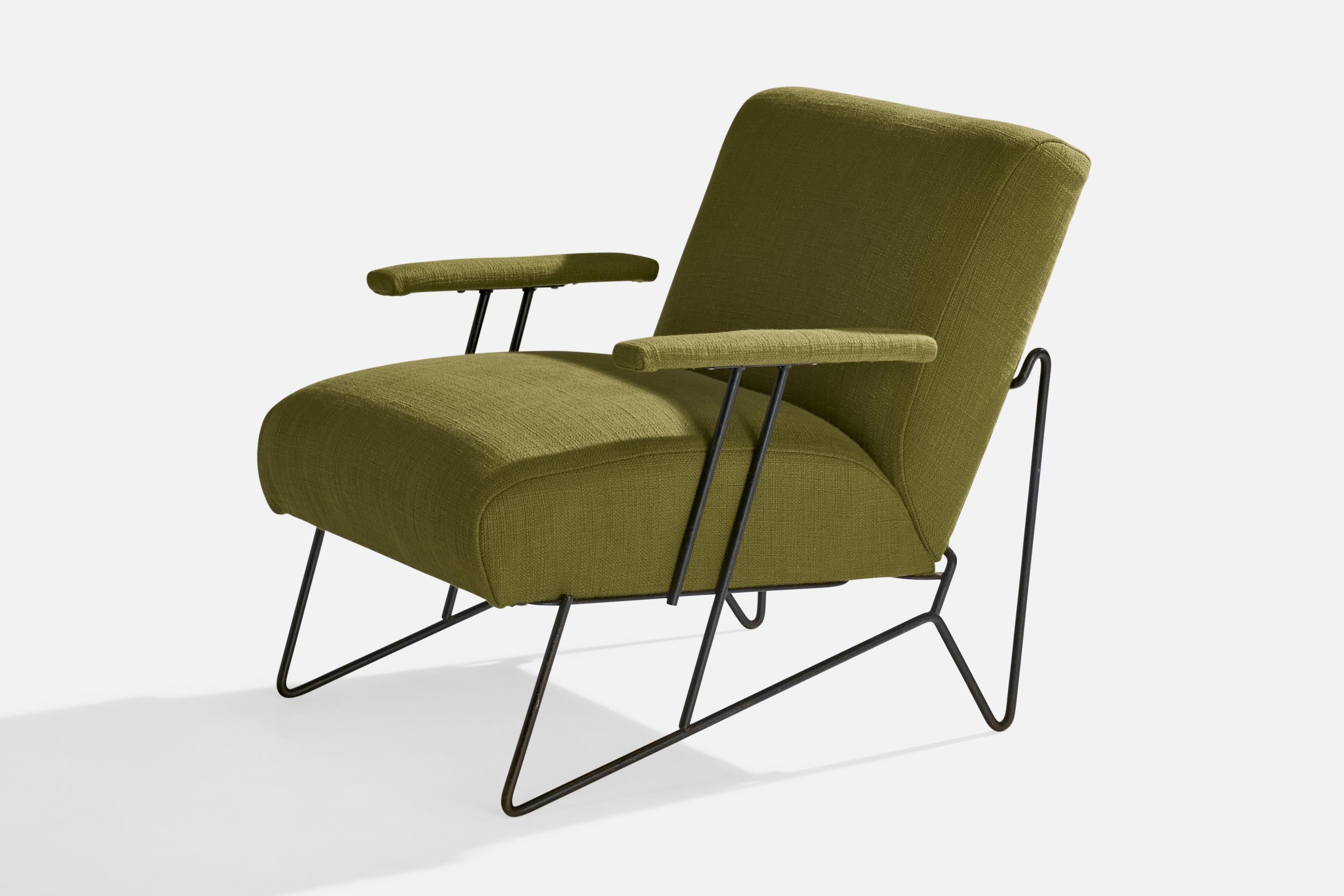 Mid-Century Modern Designer américain, chaise longue, fer, tissu, États-Unis, années 1950 en vente