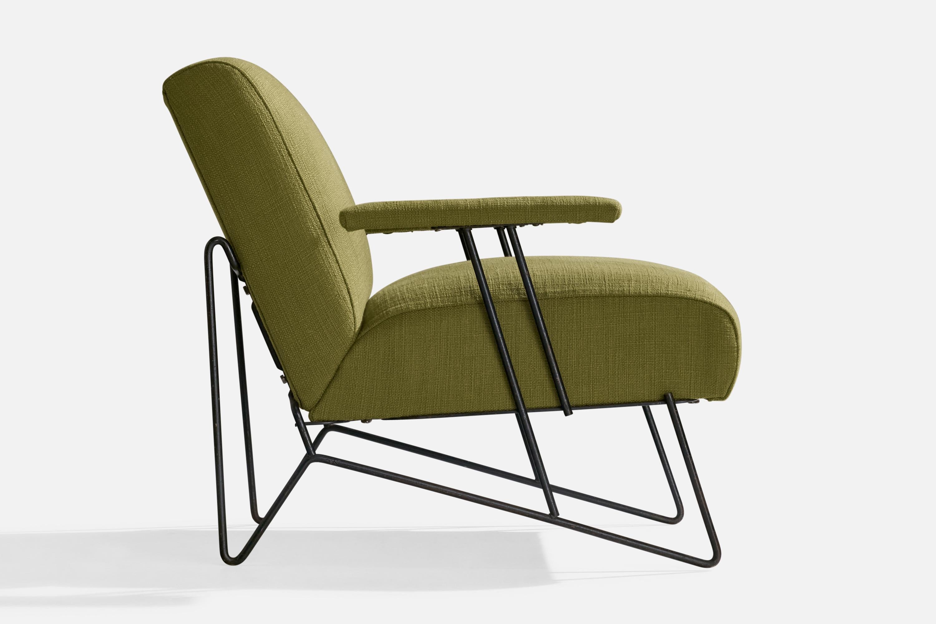 Designer américain, chaise longue, fer, tissu, États-Unis, années 1950 Bon état - En vente à High Point, NC