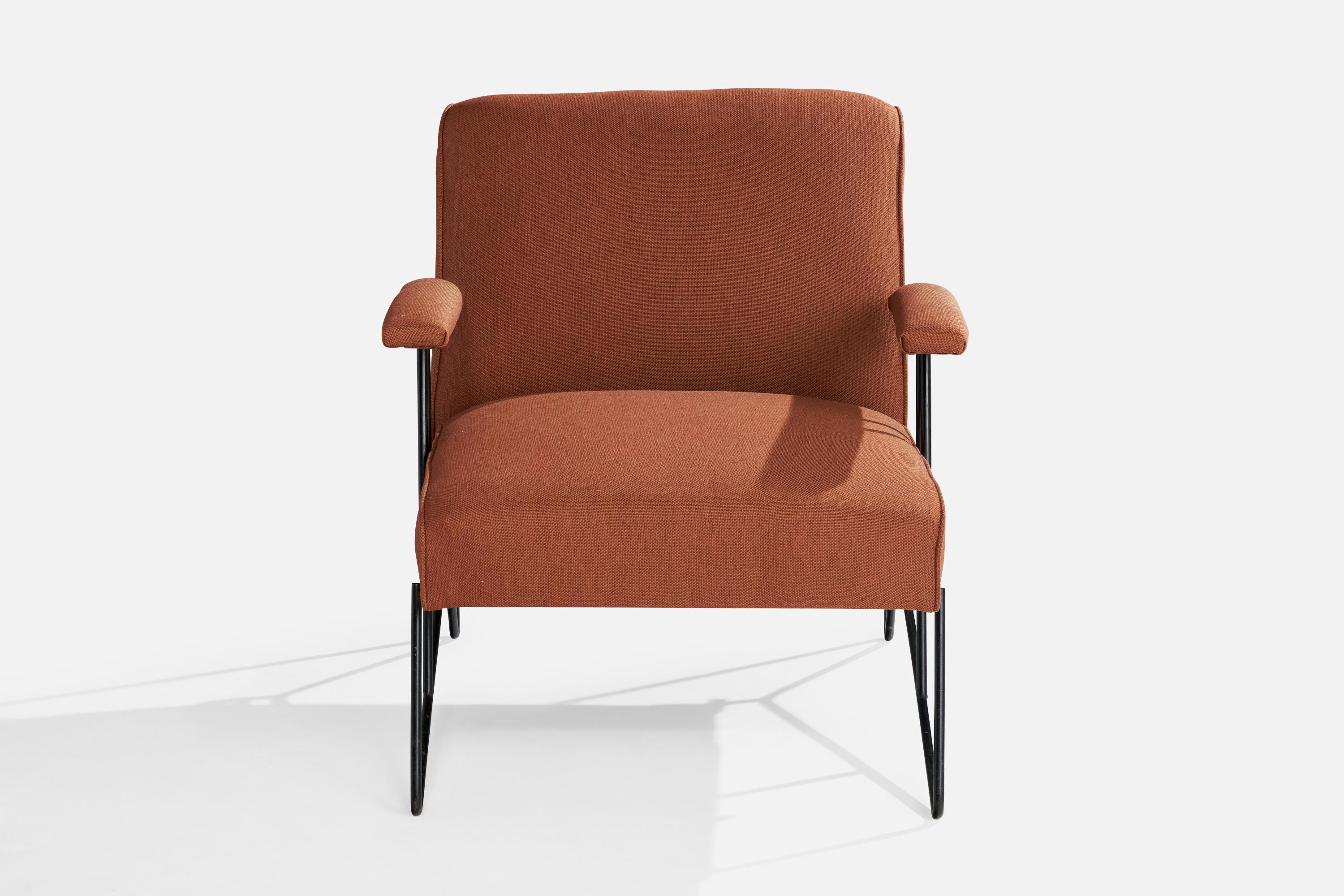 American Designer, Lounge Chair, Iron, Fabric, USA, 1950s For Sale 4
