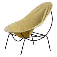 American Designer, Lounge Chair, Iron, Fabric, USA, 1950s