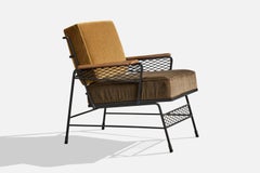 Designer americano, poltrona, ferro, legno, mohair, Stati Uniti, anni '50