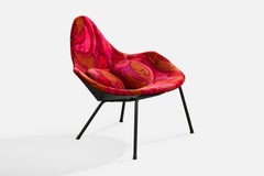 American Designer, Lounge Chair, Metal, Fabric, USA, 1950s