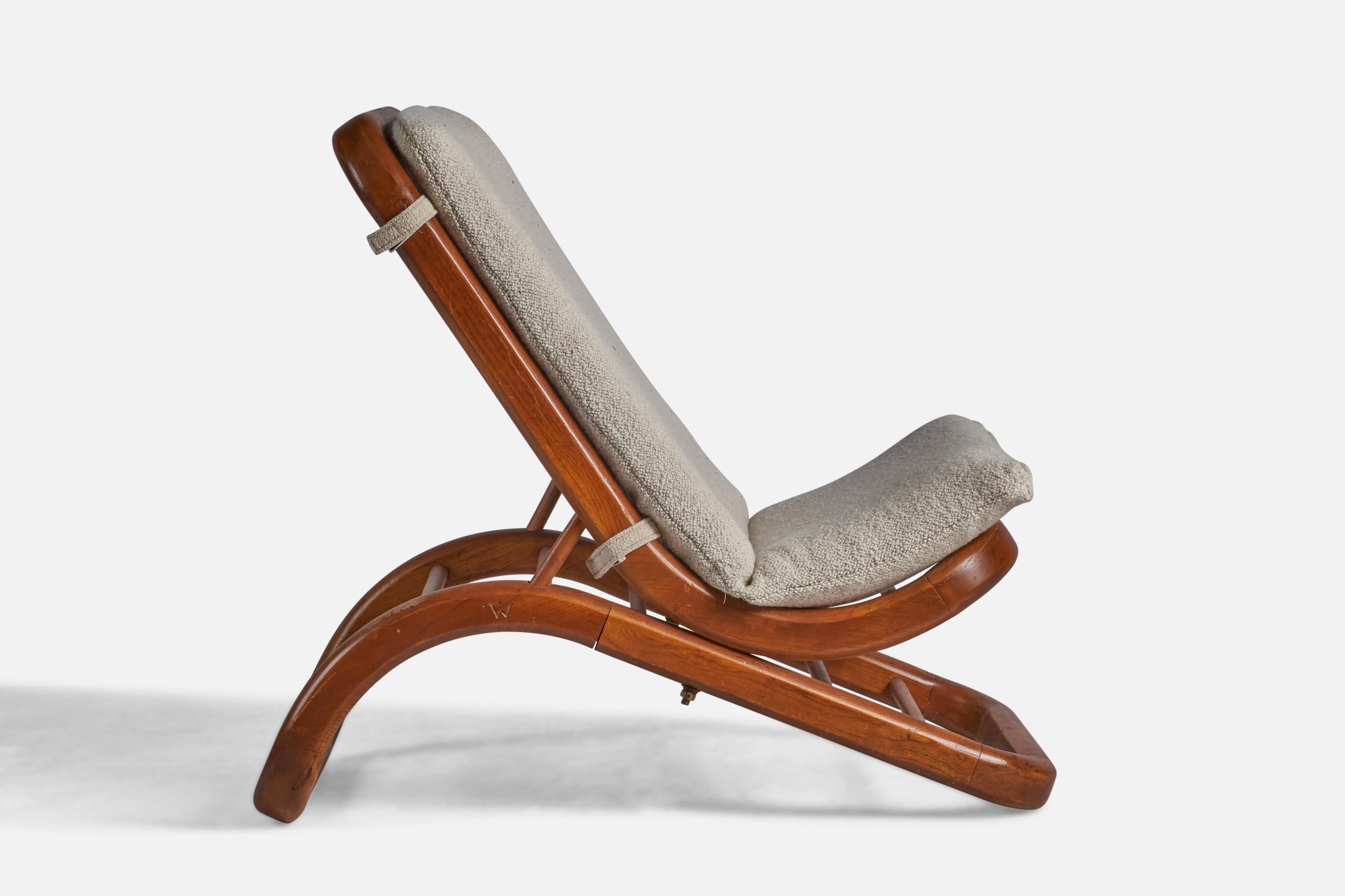 Mid-Century Modern American Designer, Lounge Chair, Oak, Fabric, USA, 1950s