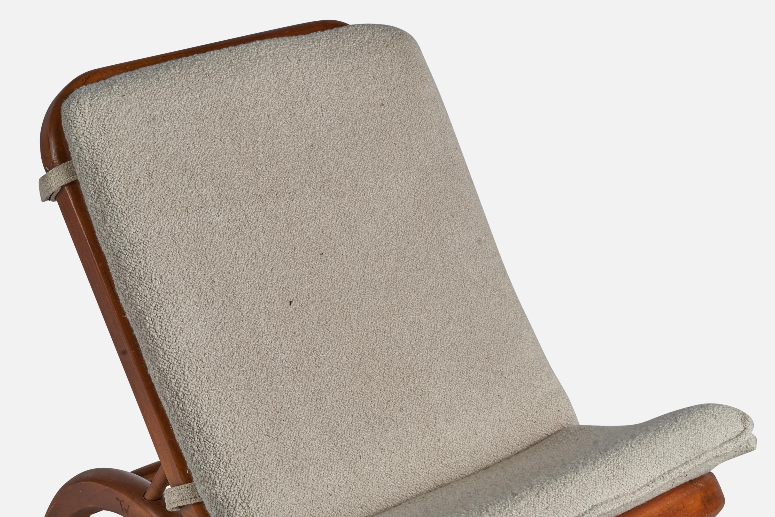 Mid-20th Century American Designer, Lounge Chair, Oak, Fabric, USA, 1950s