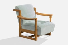 American Designer, Lounge Chair, Oak, Mohair, USA, 1950s