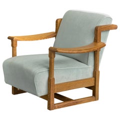 American Designer, Lounge Chair, Oak, Mohair, USA, 1950s