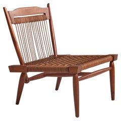 Retro American Designer, Lounge Chair, Walnut, Cane, United States, 1960s