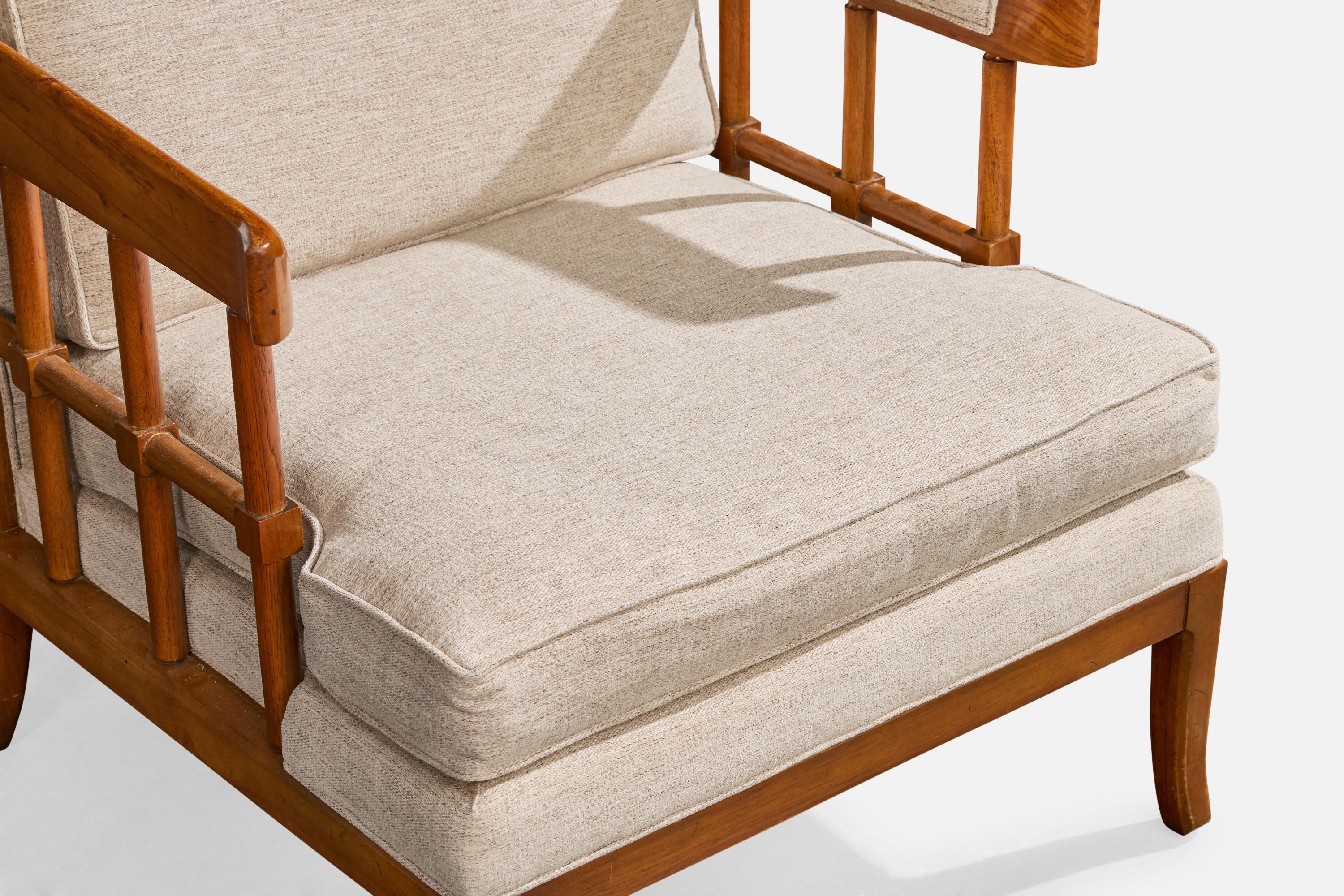 Designer américain, chaise longue, noyer, tissu, États-Unis, années 1950 en vente 5